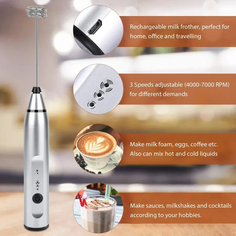 Solara FrothPro™ USB Rechargeable Milk Frother & Whisk